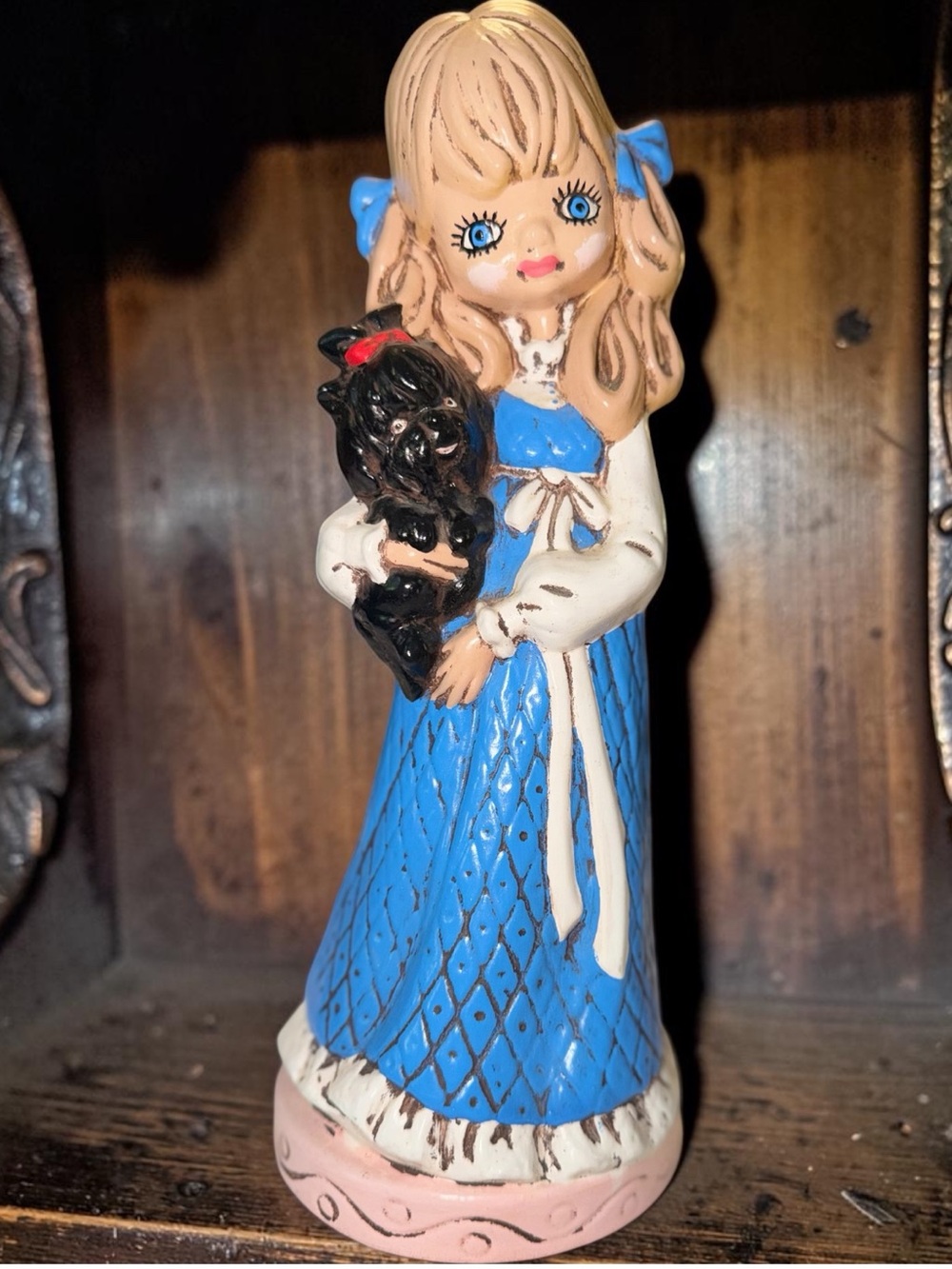 🌼Vintage 70s Duncan Ceramic Big Eyes Girl Figurine Hand Painted 12"